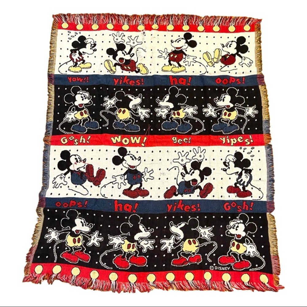 VINTAGE Disney's Mickey's & Co. 100% cotton blanket (read descrip)